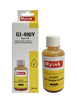Чернила для CANON (GI-490Y) PIXMA G1400/2400/3400 (100мл,yellow,Dye) MyInk.
